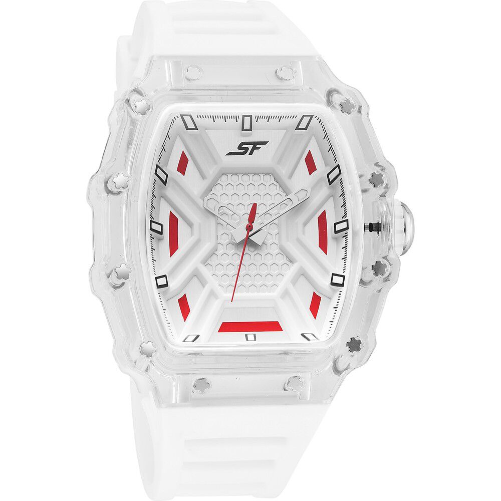 SF Maiden Voyage Sport Watch White Dial And Strap with red accents Tonneau Shaped Case-image-49
