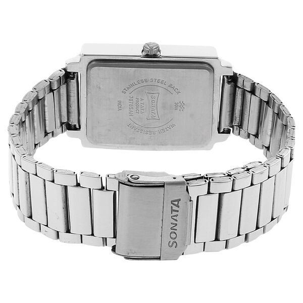 Sonata Quartz Analog White Dial Stainless Steel Strap Watch for Men - image number 3