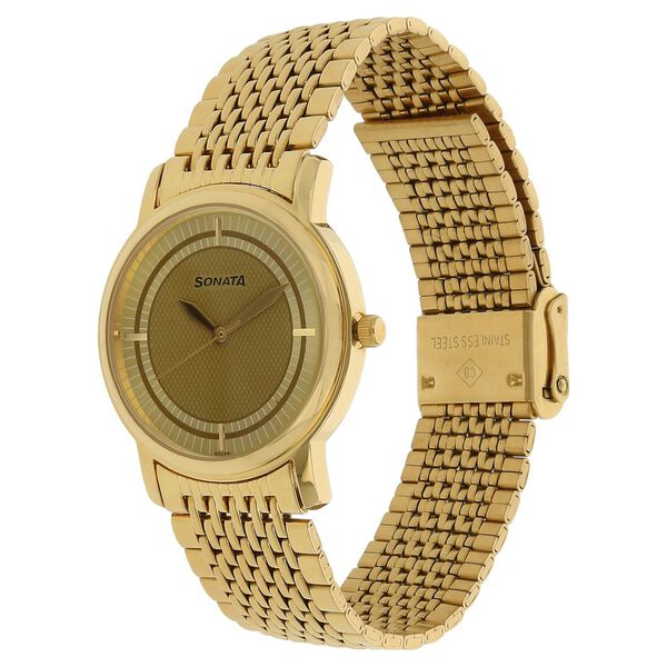 Sonata Quartz Analog Brown Dial Stainless Steel Strap Watch for Men - image number 1