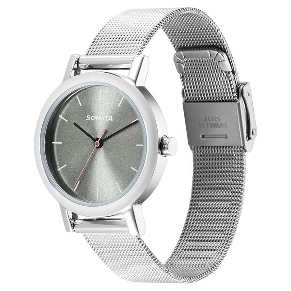 Sonata Ladies Essentials Grey Dial Stainless Steel Strap Watch for Women - image number 1