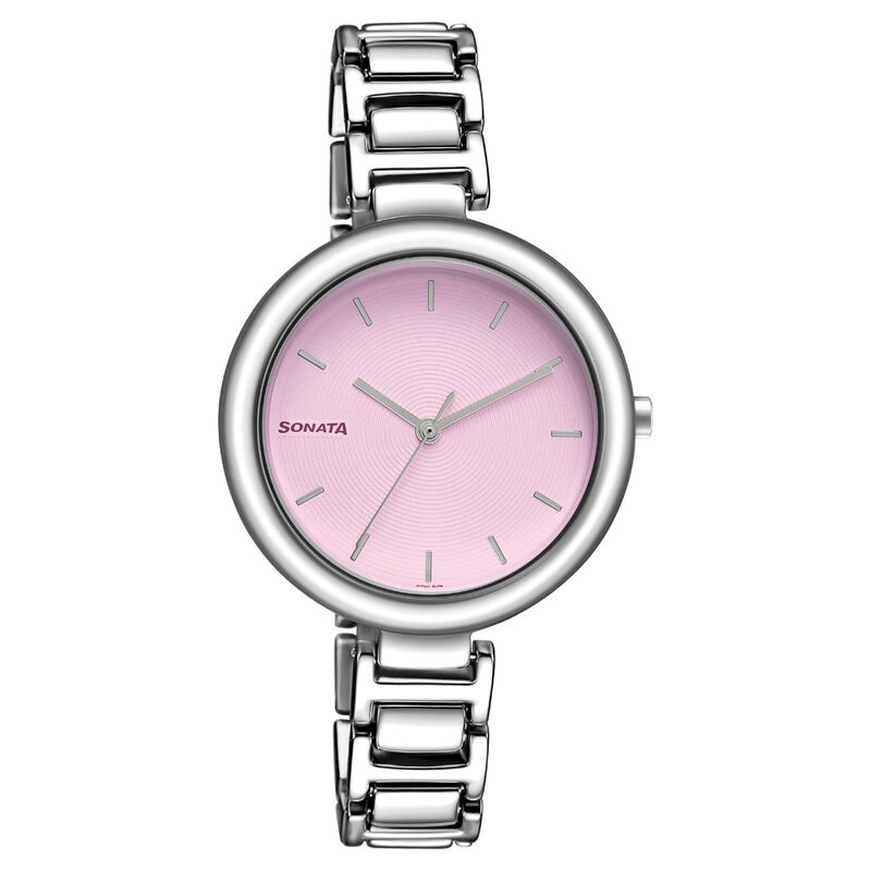 Sonata Workwear Pink Dial Women Watch With Metal Strap - image number 0