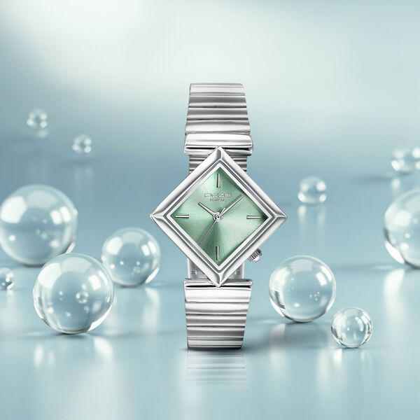 Poze By Sonata Quartz Analog Green Dial Silver Metal Strap Watch For Women - image number 0