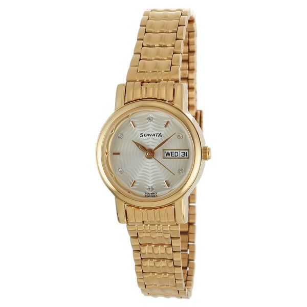 Sonata Quartz Analog with Day and Date Silver Dial Stainless Steel Strap Watch for Women - image number 0