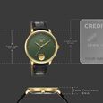 Sonata Gold Quartz Analog Sacred Forest Green With Gold Coin Dial Black Leather Strap Watch For Men - image number 3
