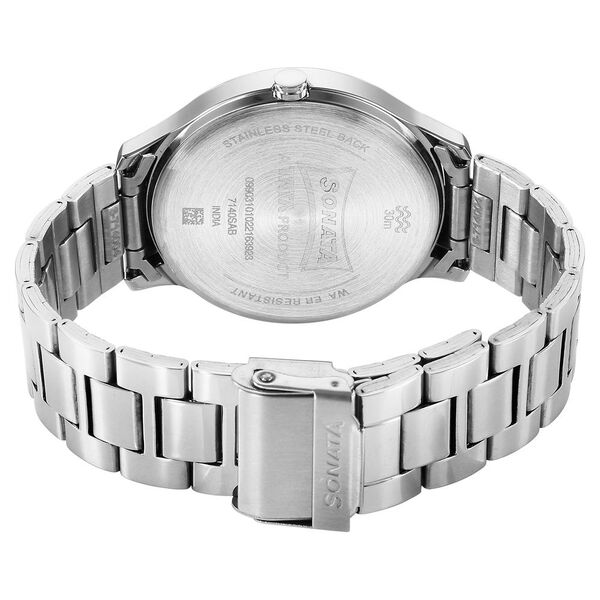 Sonata Unveil Quartz Multifunction Black Dial Stainless Steel Strap Watch for Men - image number 3