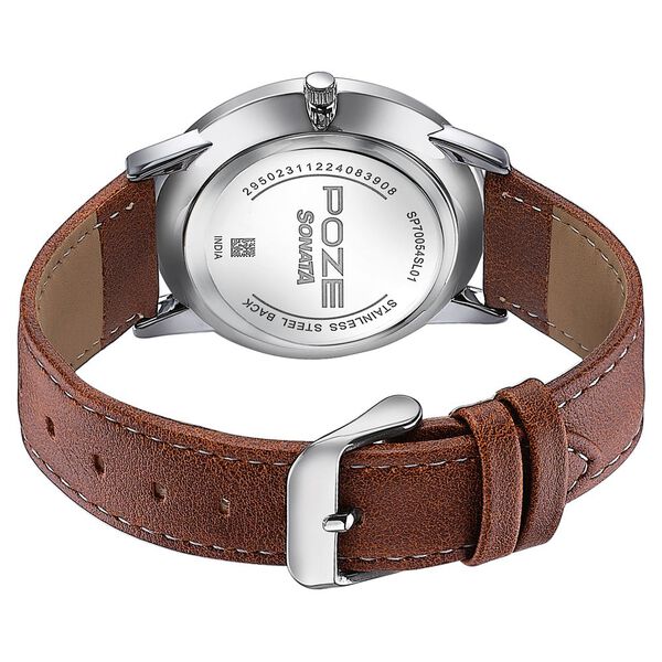 Sonata Poze Quartz Analog Blue Dial Leather Strap Watch For Men - image number 6