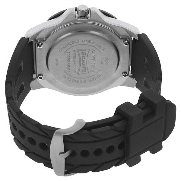 SF Quartz Analog with Day and Date Silver Dial Plastic Strap Watch for Men - image number 3