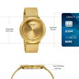 Sonata Sleek Champagne Dial Gold-Tone Metal Bracelet Watch - image number 3
