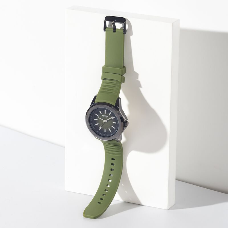 Nylon Sonata Band Strap Sonata Poze Quartz Analog Green Dial