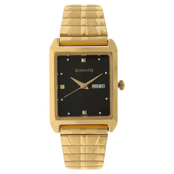 Sonata Quartz Analog Black Dial Stainless Steel Strap Watch for Men - image number 0