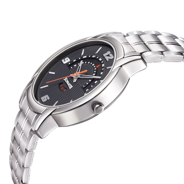 Sonata RPM Quartz Analog with Day and Date Black Dial Metal Strap Watch for Men - image number 1