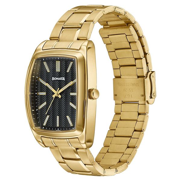 Sonata Ascent Gold & Black Tonneau Watch for Men - image number 2
