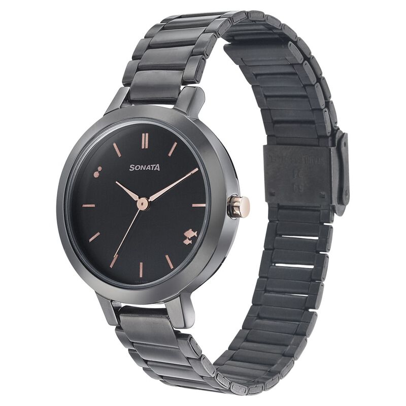 Sonata Play Anthracite Dial Women Watch With Stainless Steel Strap - image number 1