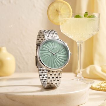 Poze By Sonata Quartz Analog Green Dial Silver Metal Strap Watch For Men