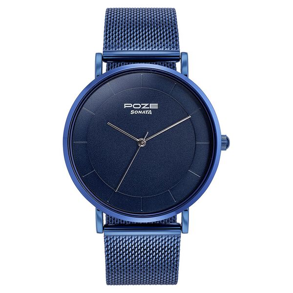 Sonata Poze Quartz Analog Blue Dial Mesh Strap Watch for Men - image number 1