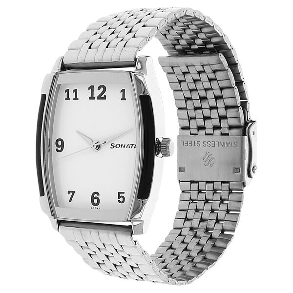 Sonata Quartz Analog White Dial Stainless Steel Strap Watch for Men - image number 1