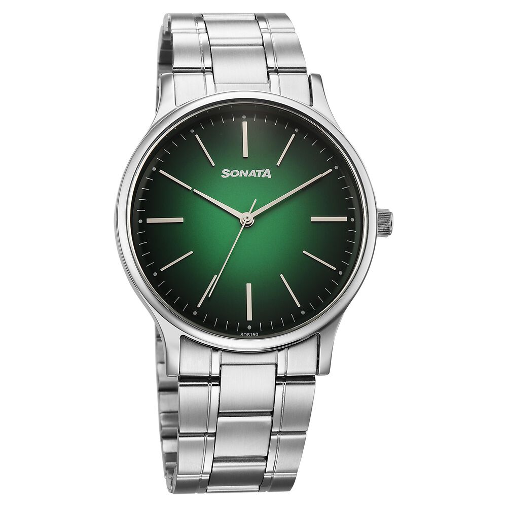 Sonata Aspire Quartz Analog Green Dial Stainless Steel Strap Watch For Men-picture-31