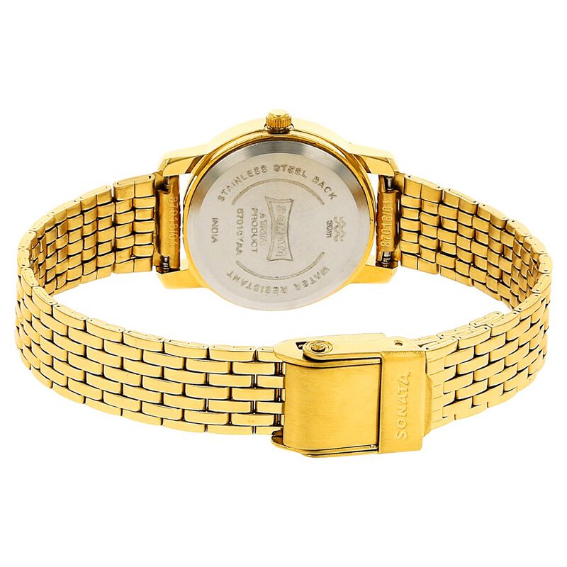 Buy Online Sonata Quartz Analog Champagne Dial Stainless  display picture 3