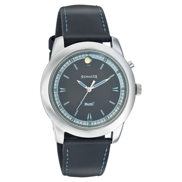 Sonata Quartz Analog Black Dial Leather Strap Watch for Men - image number 0