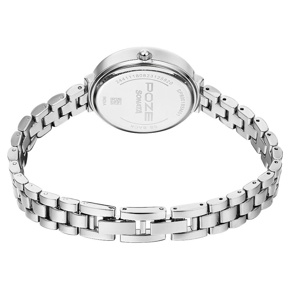 Poze by Sonata Quartz Analog Silver Dial Metal Strap Watch for Women