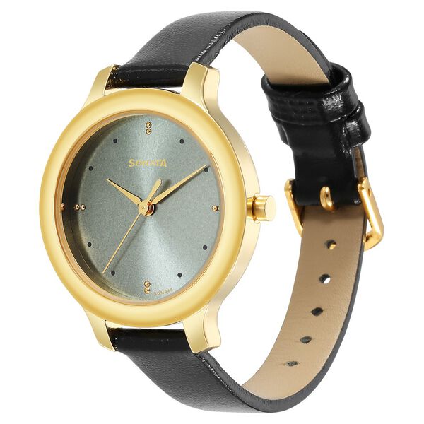 Sonata Gold Edit Grey Dial Women Watch With Leather Strap - image number 1
