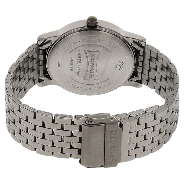 Sonata Quartz Analog Blue Dial Stainless Steel Strap Watch for Men - image number 3