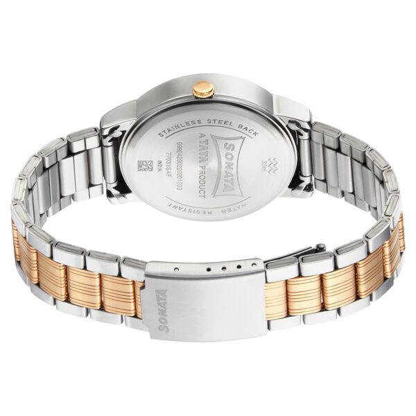 Sonata Quartz Analog with Day and Date White Dial Metal Strap Watch for Men - image number 3