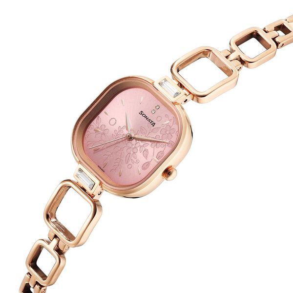 Sonata Wedding Quartz Analog Pink Dial Metal Strap Watch for Women - image number 1