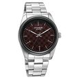 Poze By Sonata Quartz Analog Burgundy Dial Silver Stainless Steel Strap Watch For Men - image number 1