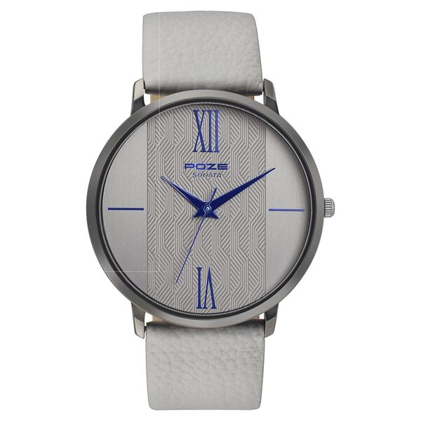 Poze by Sonata Quartz Analog Grey Dial Leather Strap Watch for Men - image number 0
