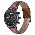 Sonata Festive Quartz Multifunction Black Dial Brown Leather Strap Watch For Men - image number 2
