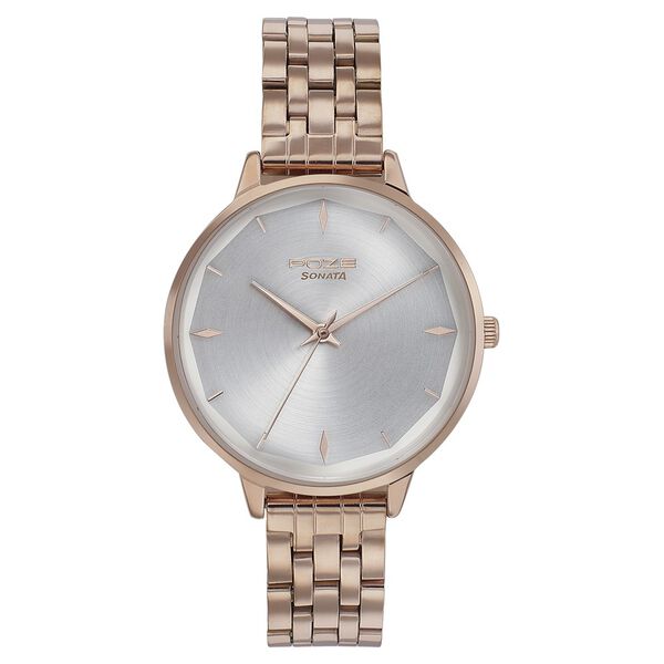 Poze by Sonata Quartz Analog Silver Dial Stainless Steel Strap Watch for Women - image number 0