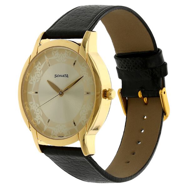 Sonata Quartz Analog Silver Dial Leather Strap Watch for Men - image number 1
