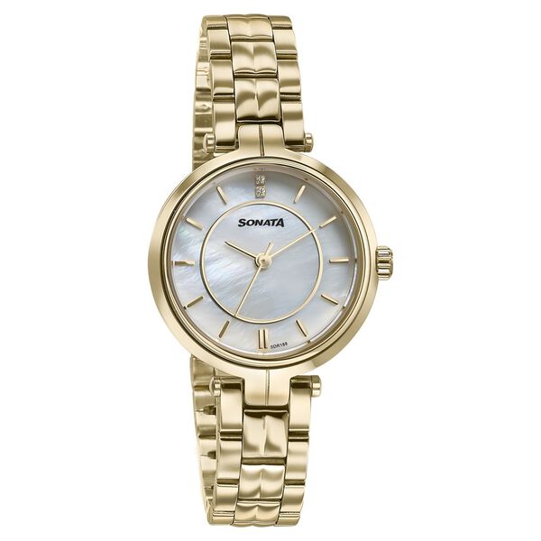 Sonata Wedding Quartz Analog Off White Dial Stainless Steel Strap Watch For Women - image number 1