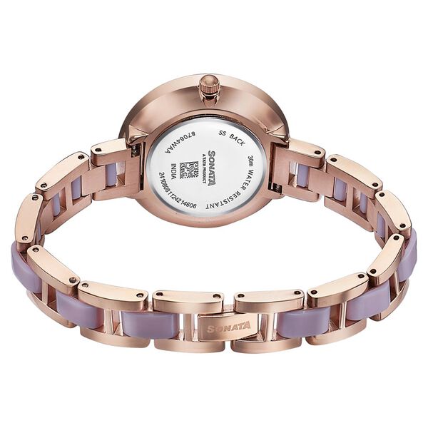 Sonata Wedding Edit Quartz Analog Purple Dial Stainless Steel With Acetate Strap Watch For Women - image number 5