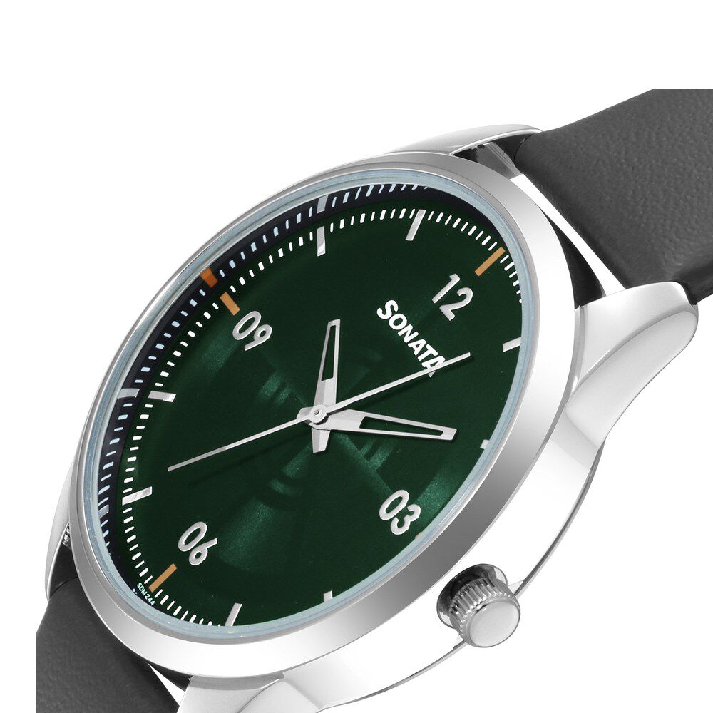 Buy Online Sonata Force Quartz Analog Blue Dial Leather Strap Watch for Men 7146sl03 p Sonata