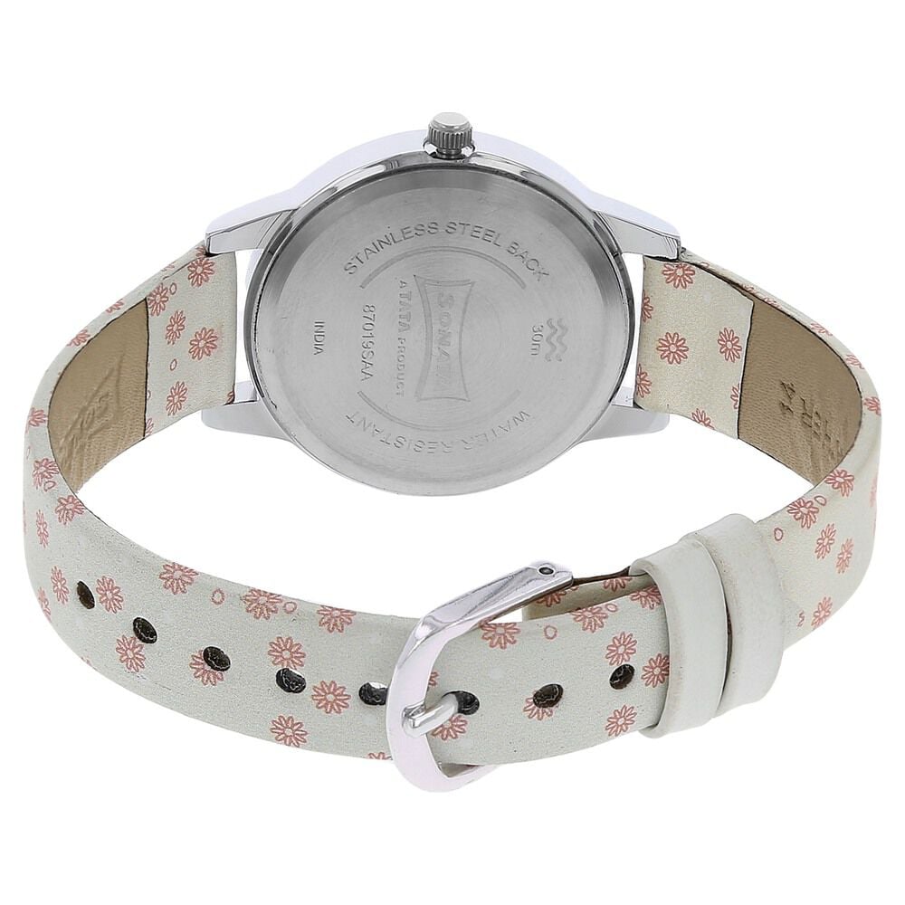 Sonata Quartz Analog Rose Gold Dial Leather Strap Watch for Women