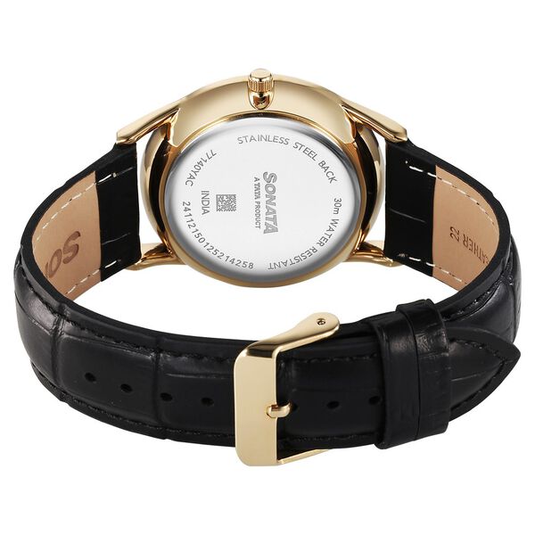 Sonata Eternia Quartz Analog Maroon Dial Leather Strap Watch For Men - image number 4