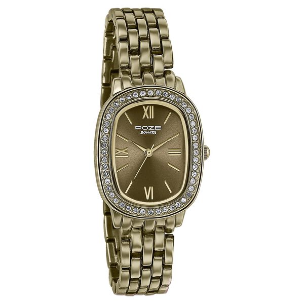 Sonata Poze Quartz Analog Khaki Dial Metal Strap Watch For Women - image number 2