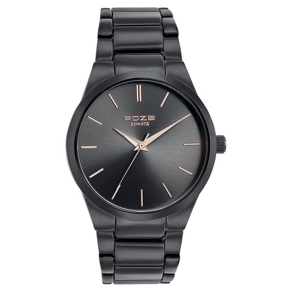Sonata Poze Quartz Analog Black Round Dial Black Metal Strap Watch For Men - image number 1