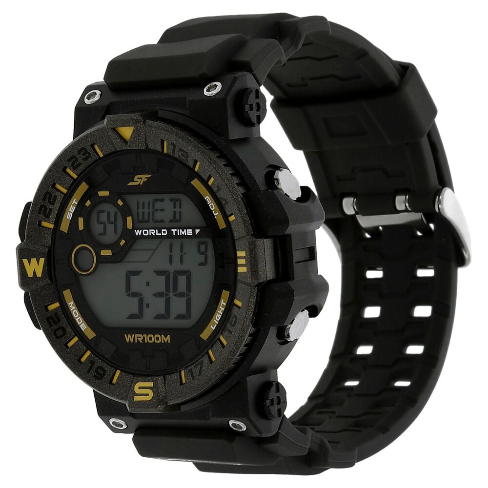Sf digital watch with black plastic discount strap for men