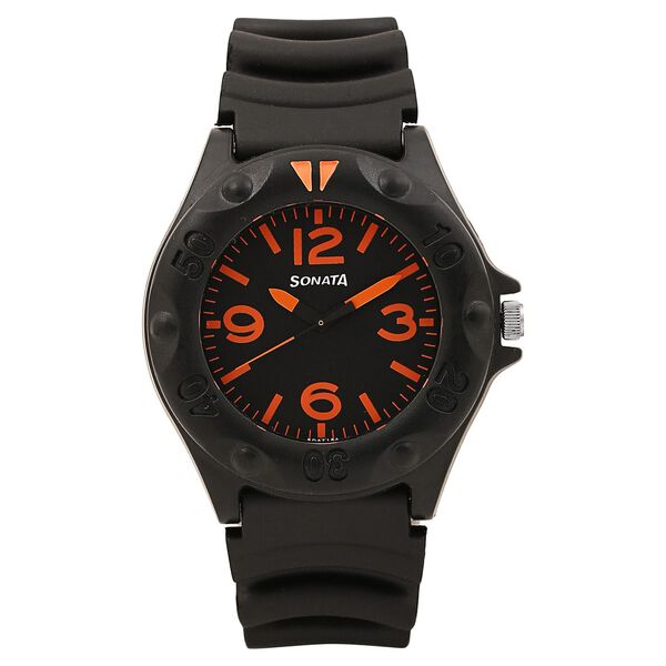 SF Quartz Analog Black Dial Plastic Strap Watch for Men - image number 0
