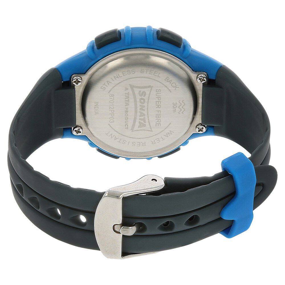 Buy Online SF Digital Grey Dial Plastic Strap Unisex Watch ns87012pp03 Sonata