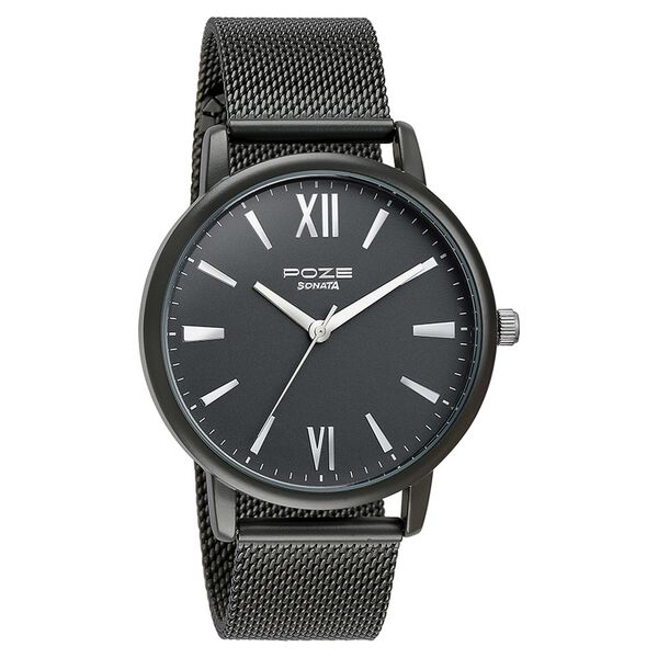 Sonata Poze Quartz Analog Black Dial Mesh Strap Watch for Men - image number 2