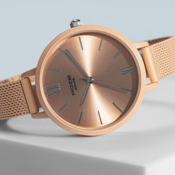 Sonata Poze Quartz Analog Beige Dial Mesh Strap Watch for Women