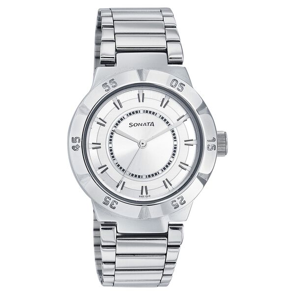 Sonata Quartz Analog Silver Dial Stainless Steel Strap Watch for Men - image number 0
