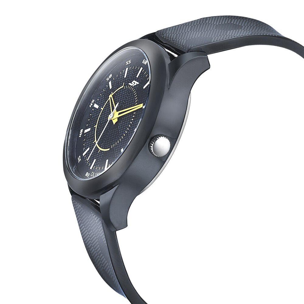 SF Quartz Analog Black Dial PU Strap Watch for Men