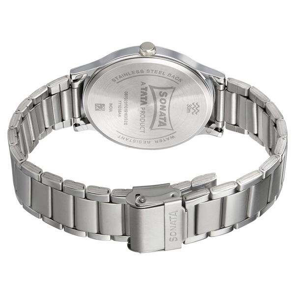 Sonata Smart Plaid Quartz Analog Blue Dial Stainless Steel Strap Watch for Men - image number 3