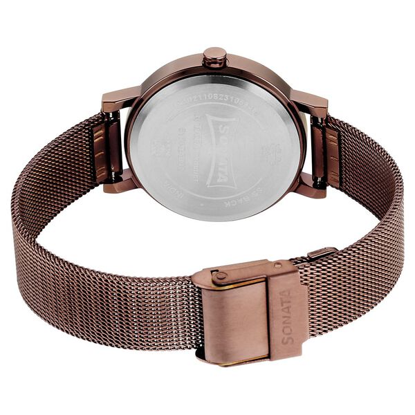 Sonata Quartz Analog Brown Stainless Steel Strap for Women - image number 3