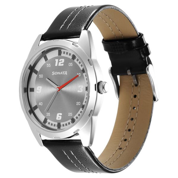 Sonata RPM Grey Dial Leather Strap Watch for Men - image number 1